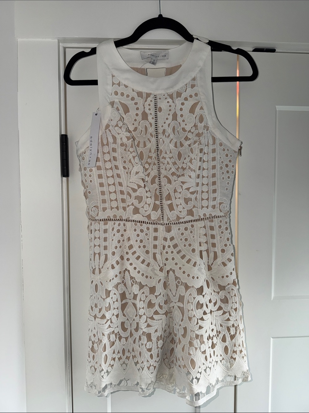 Adelyn Rae Cream Lace Mini Romper